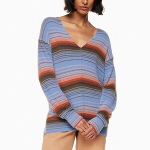Aritzia Wilfred striped Hush Knit Vneck Sweater XS chenille super soft casual